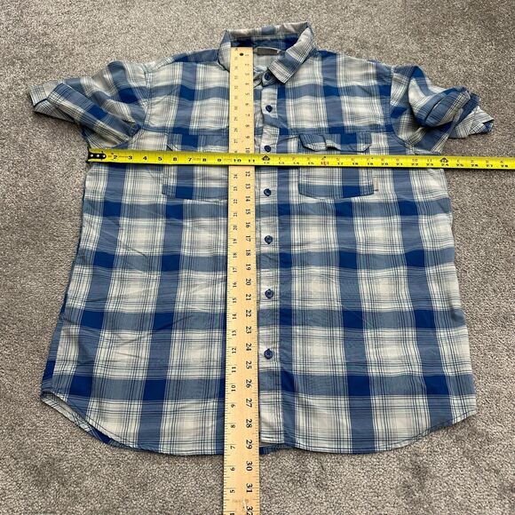 Columbia Omni Wick Shirt Mens Large Blue Plaid Short Sleeve Fishing Outdoor Top - Picture 8 of 10